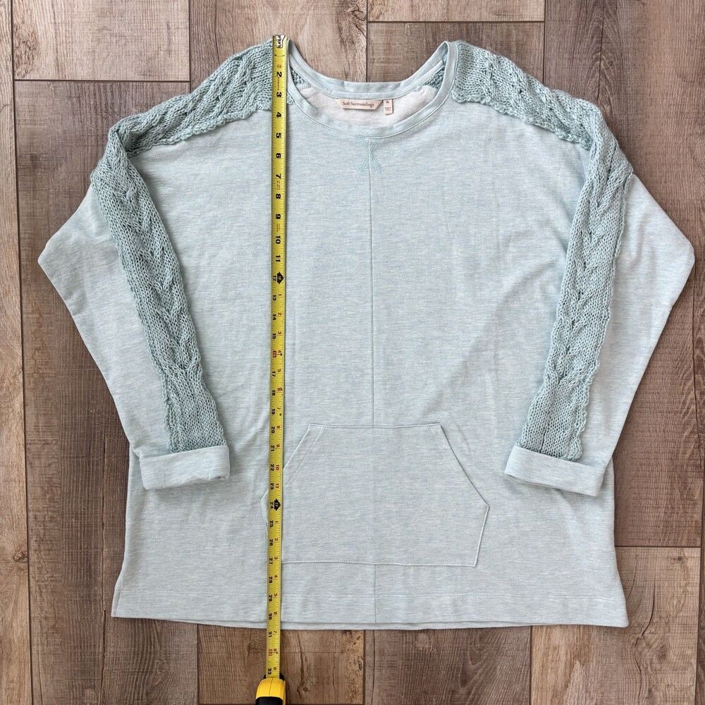 Soft Surroundings Womens Crochet Boho Tunic Top Size XL Blue Coastal Casual Cozy - Picture 8 of 11